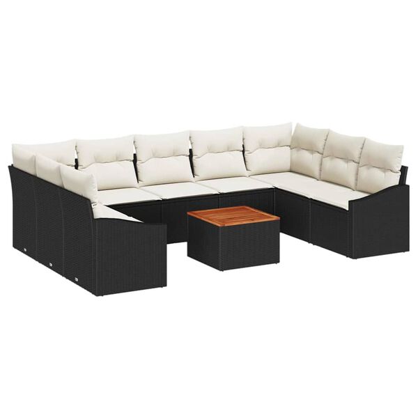 vidaXL Σετ Καναπέ Κήπου 10 pcs Μαύρο και λευκό