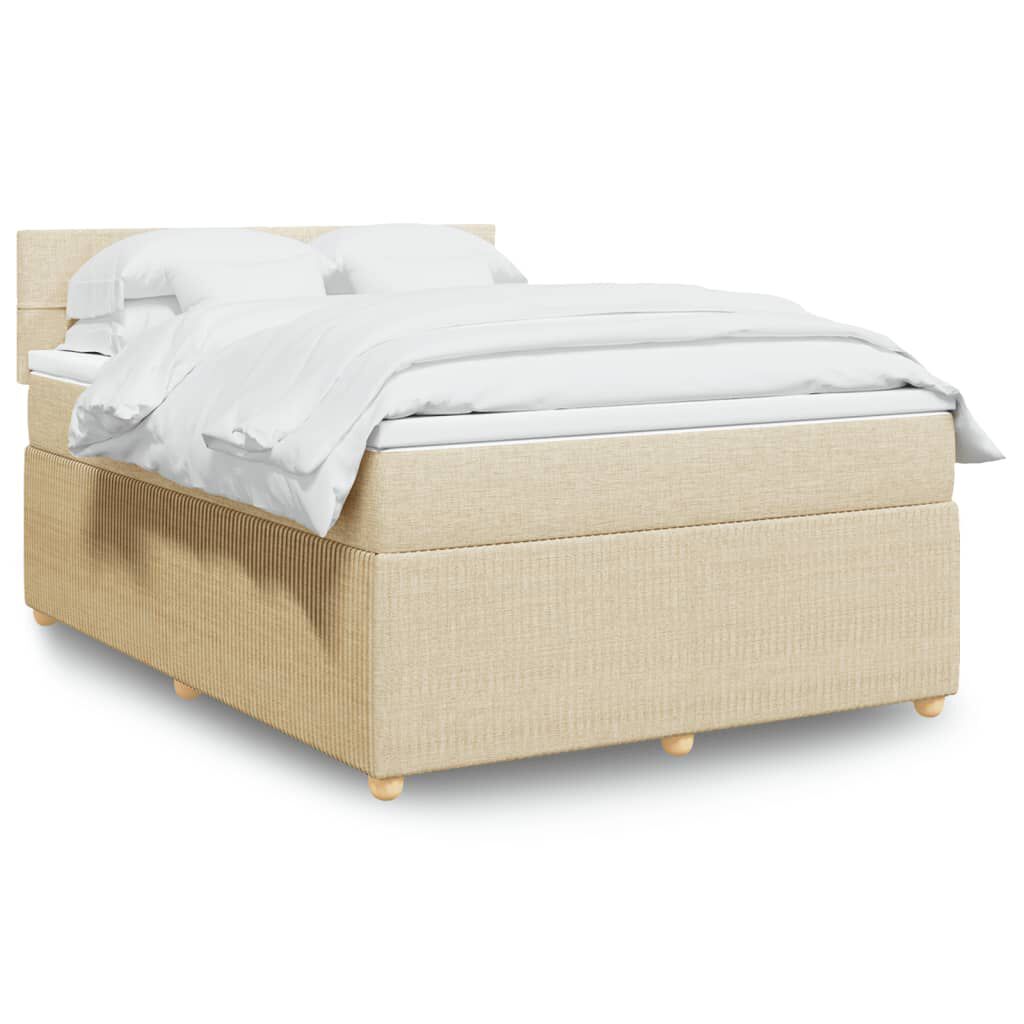 vidaXL Κρεβάτι Boxspring με Στρώμα Κρεμ 140x200 εκ. Υφασμάτινο