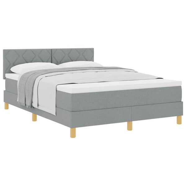 vidaXL Κρεβάτι box spring με στρώμα Ανοιχτό γκρι 140 x 200 cm ύφασμα