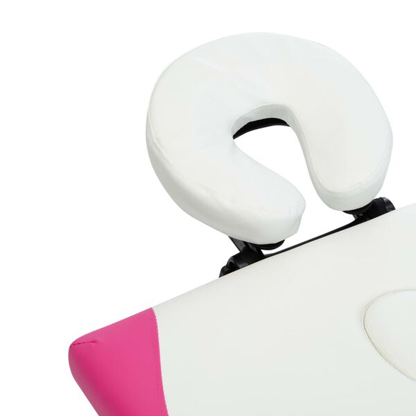 vidaXL Κρεβάτι Μασάζ Πτυσσόμενο 4 Θέσεων Λευκό / Ροζ από Αλουμίνιο