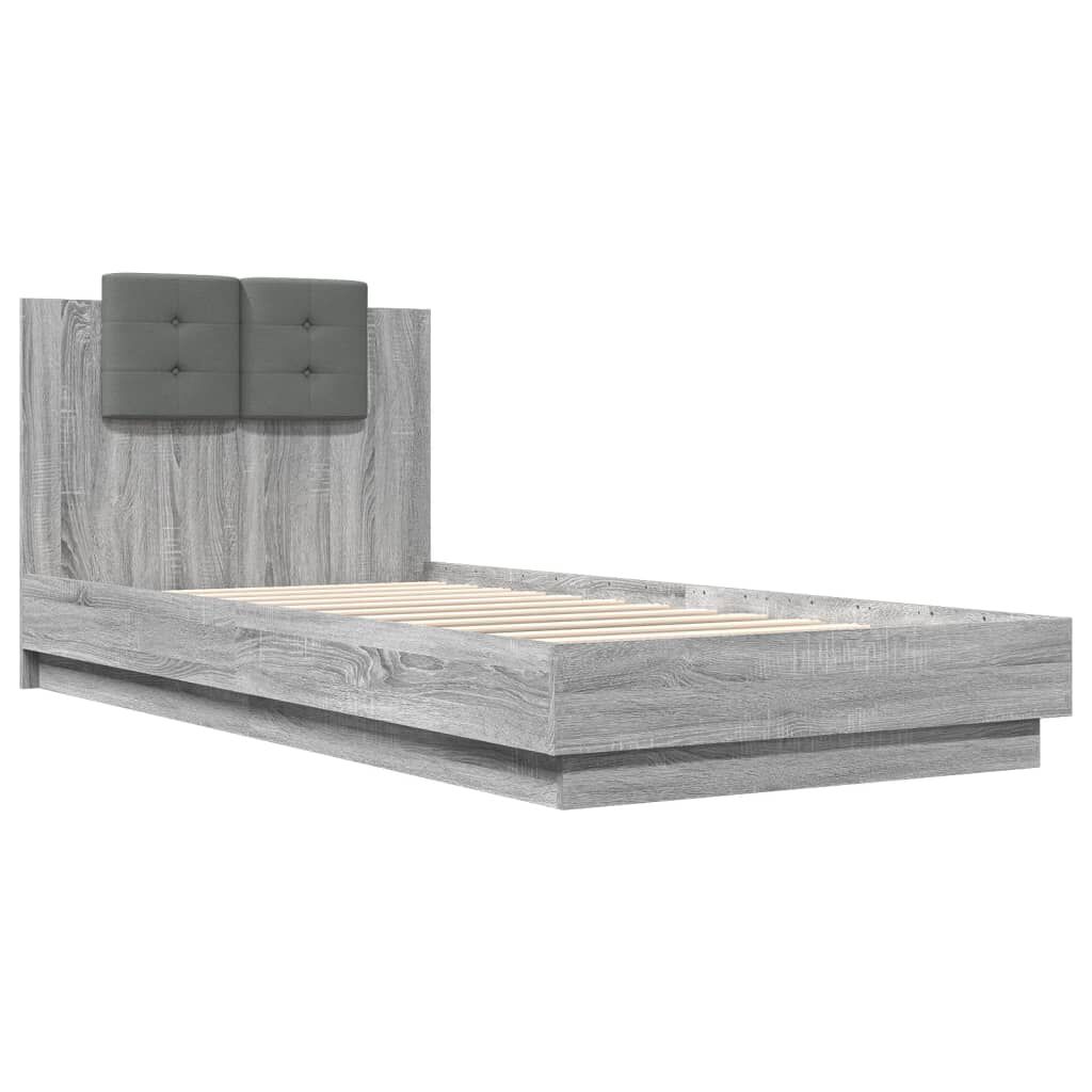 vidaXL Πλαίσιο Κρεβατιού με Κεφαλάρι Γκρι Sonoma 100x200εκ. Επεξ. Ξύλο