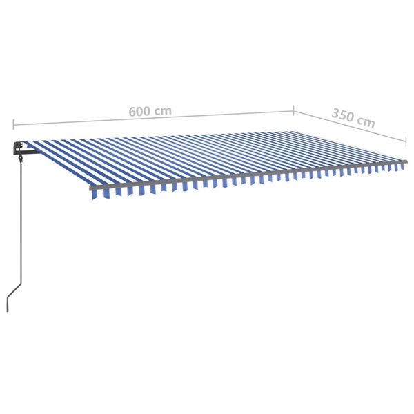 vidaXL Τέντα Αυτόματη με LED & Αισθητήρα Ανέμου Μπλε/Λευκή 6x3,5 μ.