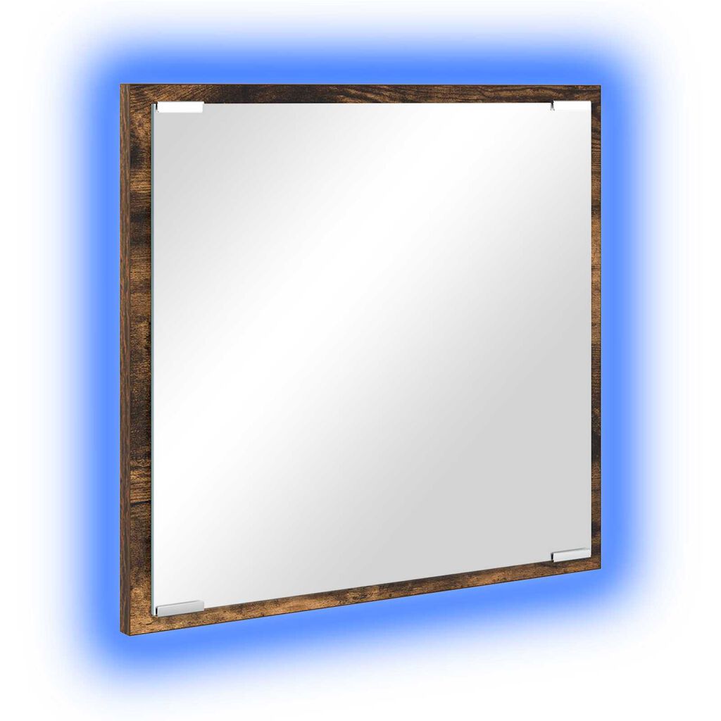 vidaXL Καθρέφτης Μπάνιου LED Καπνιστό Δρυς 40x8.5x37 εκ. Ξύλο