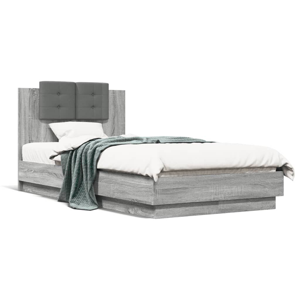 vidaXL Πλαίσιο Κρεβατιού με Κεφαλάρι Γκρι Sonoma 90x190 εκ. Επεξ. Ξύλο