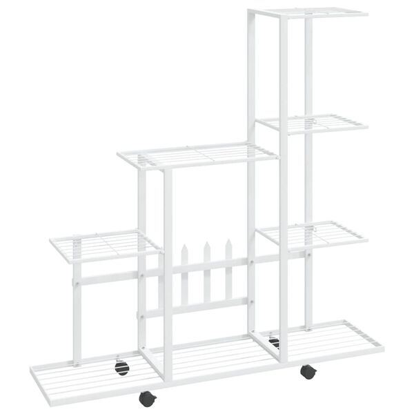 vidaXL Ανθοστήλη με Ρόδες Λευκή 94,5 x 25 x 92,5 εκ. Μεταλλική