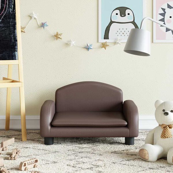 vidaXL Καναπές Παιδικός Καφέ 50 x 40 x 30 εκ. από Συνθετικό Δέρμα