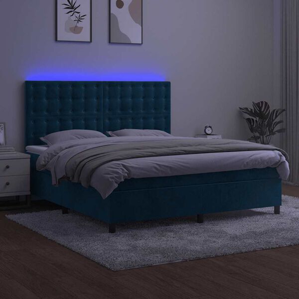 vidaXL &Kappa;&rho;&epsilon;&beta;ά&tau;&iota; Boxspring &mu;&epsilon; &Sigma;&tau;&rho;ώ&mu;&alpha; & LED &Sigma;&kappa;. &Mu;&pi;&lambda;&epsilon; 180x200&epsilon;&kappa;. &Beta;&epsilon;&lambda;&omicron;ύ&delta;&iota;&nu;&omicron;