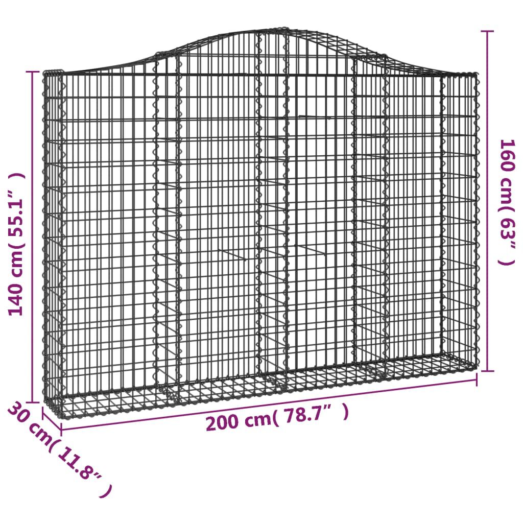 vidaXL Συρματοκιβώτια Τοξωτά 13 τεμ. 200x30x140/160 εκ. Γαλβαν. Ατσάλι