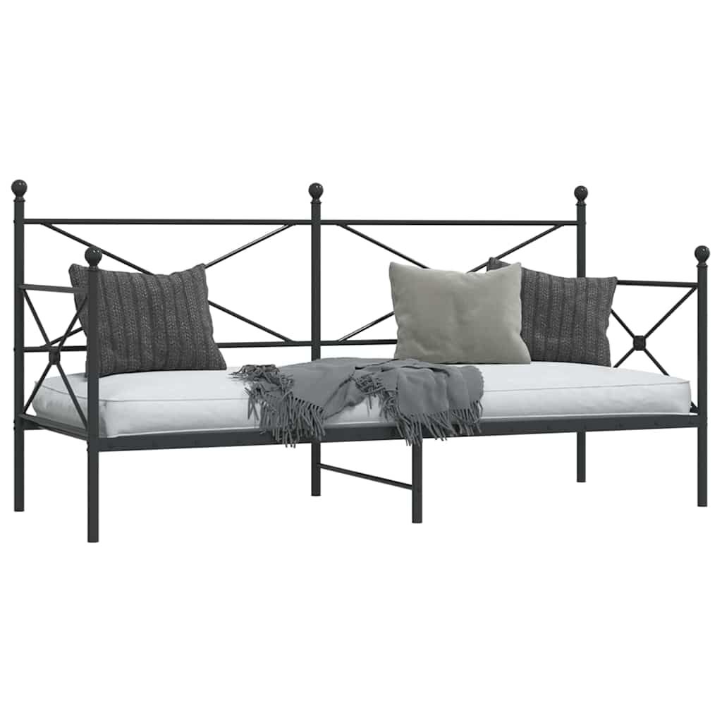 vidaXL Κρεβάτι ημέρας χωρίς στρώμα Μαύρο 80x200 cm Ατσάλι