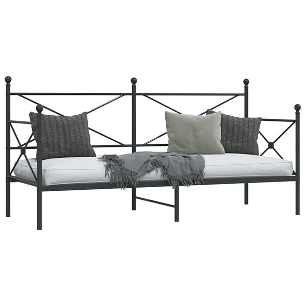 vidaXL Κρεβάτι ημέρας χωρίς στρώμα Μαύρο 80x200 cm Ατσάλι