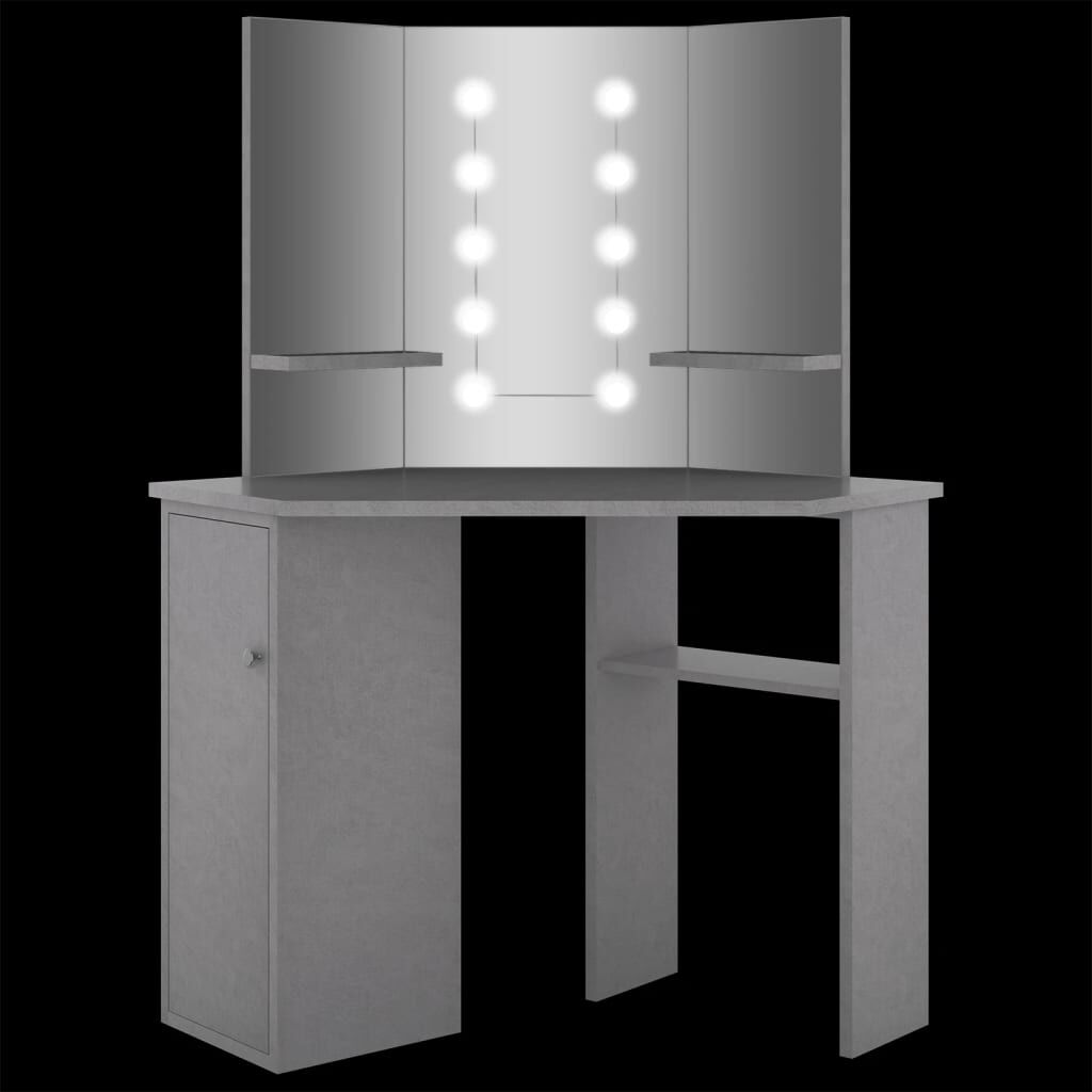 vidaXL Μπουντουάρ Γωνιακό με LED Γκρι Σκυροδ. 111 x 54 x 141,5 εκ.