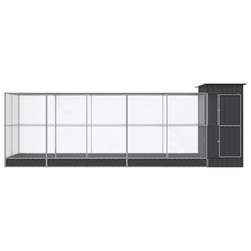 vidaXL Κλουβί με Επέκταση Ασημένιο 623x203x216 εκ. Ατσάλινο