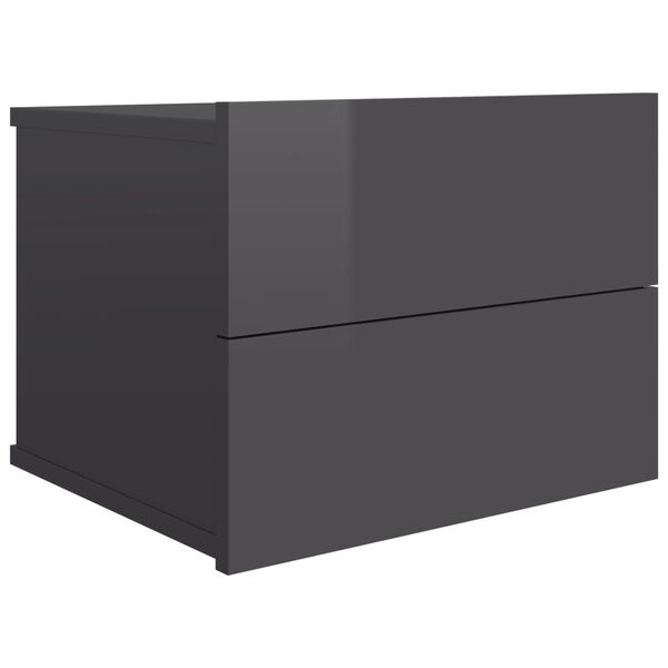 vidaXL Κομοδίνα 2 τεμ. Γυαλιστερό Γκρι 40x30x30 εκ. από Μοριοσανίδα