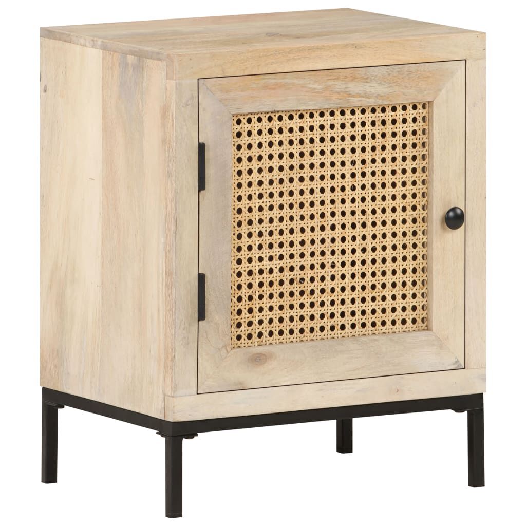 vidaXL Κομοδίνο 40 x 30 x 50 εκ. Μασίφ Ξύλο Μάνγκο/Φυσικό Ζαχαροκάλαμο