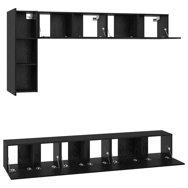 vidaXL Σετ επίπλου τηλεόρασης 6 pcs Μαύρη δρυς 30.5 x 30 x 90 cm