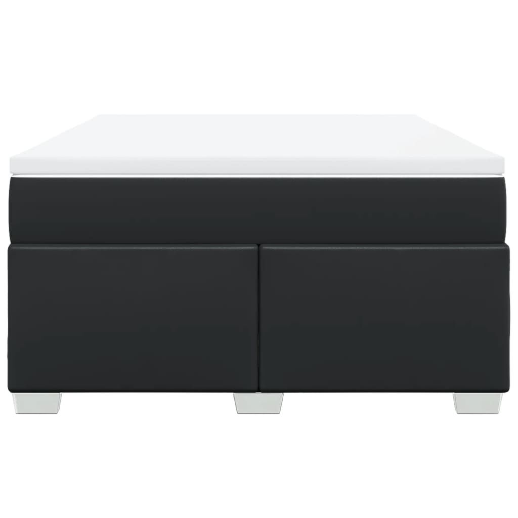 vidaXL Κρεβάτι Boxspring με Στρώμα Μαύρο 140x190εκ.από Συνθετικό Δέρμα