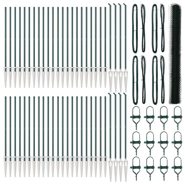 vidaXL Φράχτης με Στήλες. Πράσινο 1.6 x 100 m Ατσάλι με επικάλυψη PVC