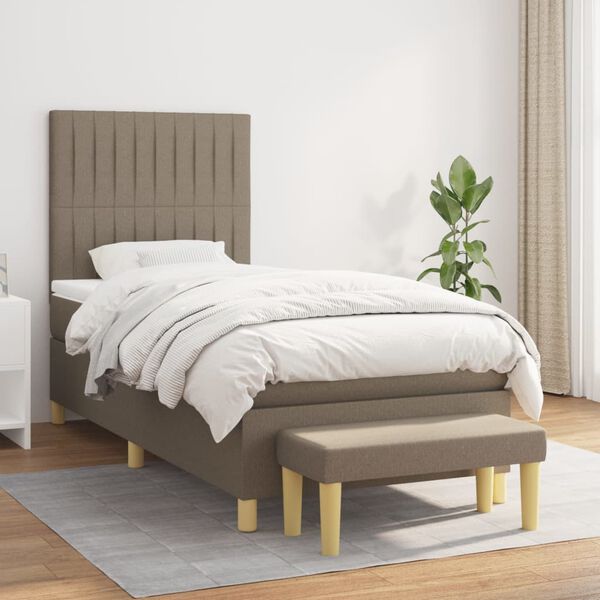 vidaXL &Kappa;&rho;&epsilon;&beta;ά&tau;&iota; Boxspring &mu;&epsilon; &Sigma;&tau;&rho;ώ&mu;&alpha; Taupe 100 x 200 &epsilon;&kappa;. &Upsilon;&phi;&alpha;&sigma;&mu;ά&tau;&iota;&nu;&omicron;