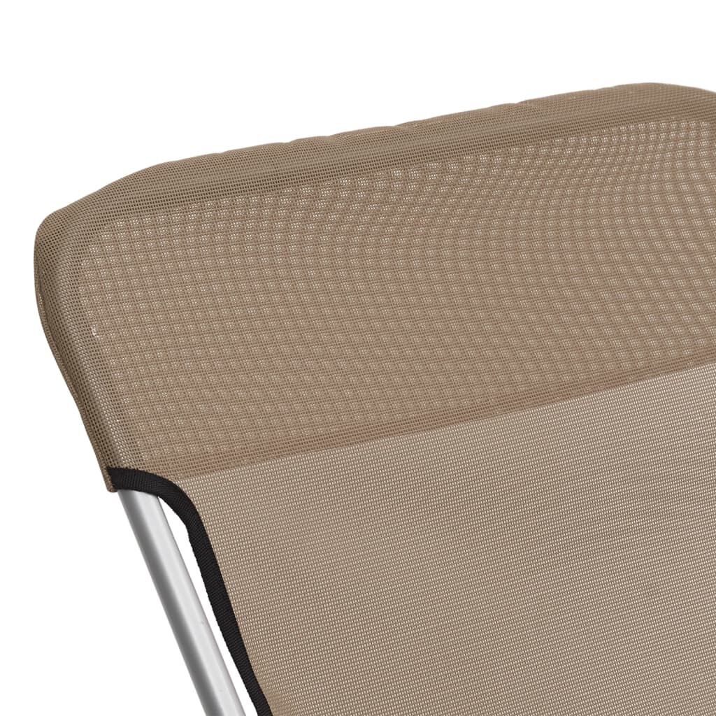 vidaXL Καρέκλες Παραλίας Πτυσ. 2 τεμ. Taupe Textilene&Ατσάλι με Πούδρα