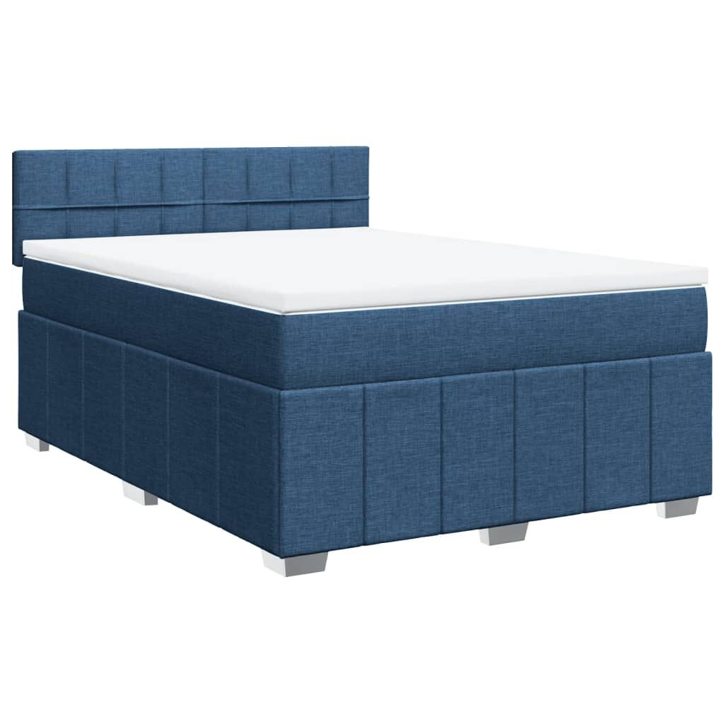 vidaXL Κρεβάτι Boxspring με Στρώμα Μπλε 140x200 εκ. Υφασμάτινο