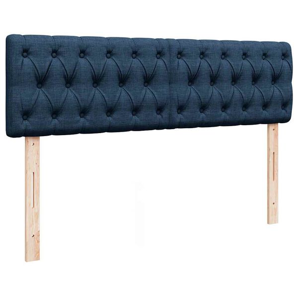 vidaXL Οθωμανικό κρεβάτι με στρώμα & LEDs Μπλε 140x200cm ύφασμα