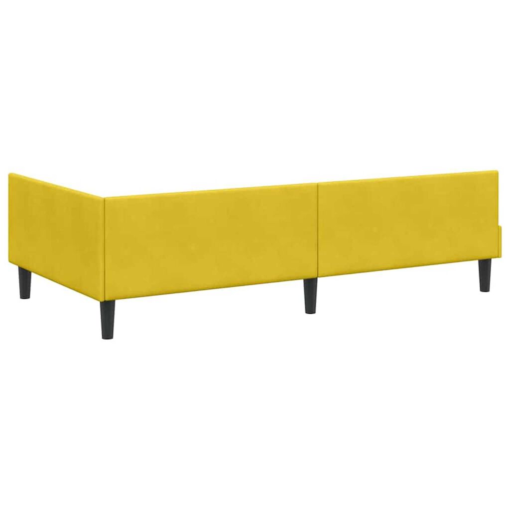 vidaXL Πλαϊνό Κρεβάτι Κίτρινο 90 x 200 cm Βελούδο και Στιβαρή ξυλεία