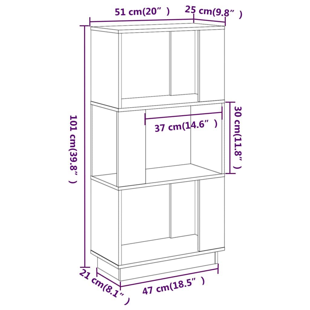 vidaXL Βιβλιοθήκη/Διαχωριστικό Χώρου Λευκό 51x25x101 εκ. Μασίφ Πεύκο