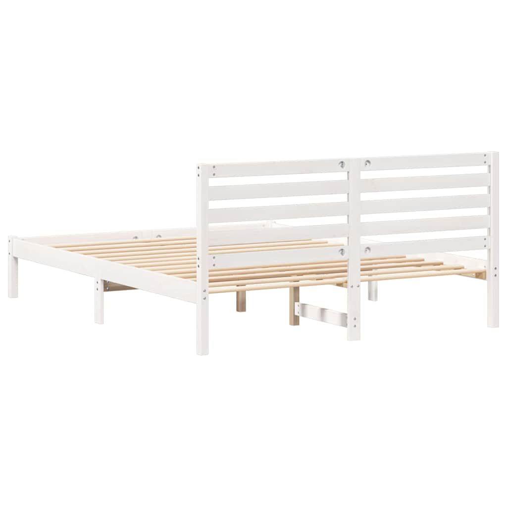 vidaXL Σκελετός Κρεβατιού Λευκό 140 x 200 cm Μασίφ ξύλο πεύκου