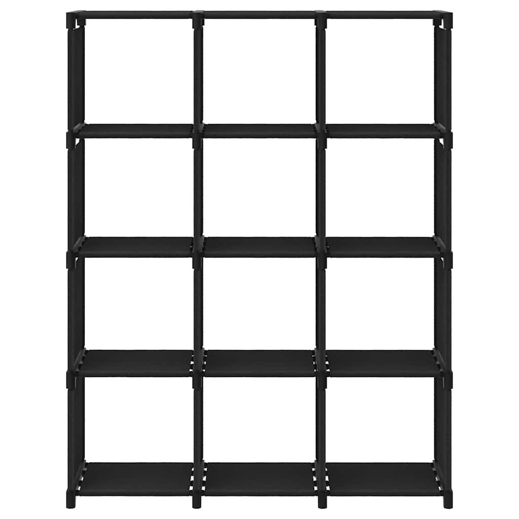 vidaXL Ραφιέρα με 12 Κύβους Μαύρη 103 x 30 x 141 εκ. Υφασμάτινη