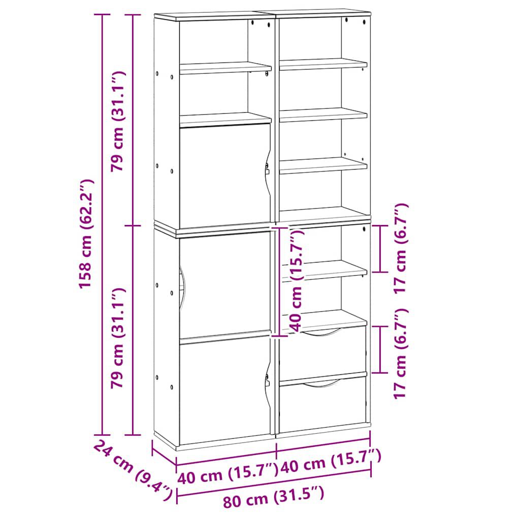 vidaXL Πλαϊνά ντουλάπια 4 τεμ. ODDA 40x24x79 εκ. από Μασίφ Ξύλο Πεύκου