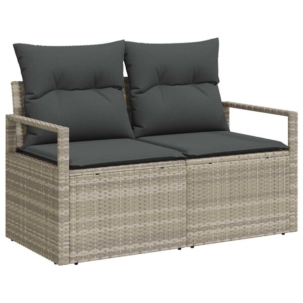 vidaXL Σετ Καναπέ Κήπου με αποθήκευση 7 pcs Ανοιχτό γκρι Πολυ ράταν
