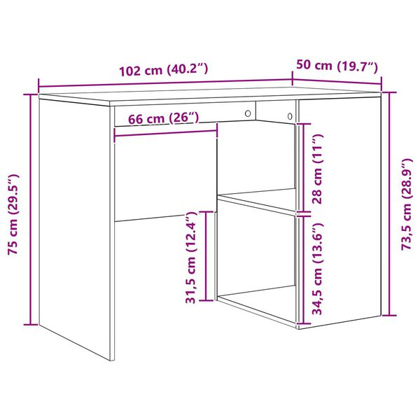 vidaXL Γωνιακό Γραφείο Καπνιστού Δρυός 102x88x75 εκ. Επεξεργασμένο Ξύλο