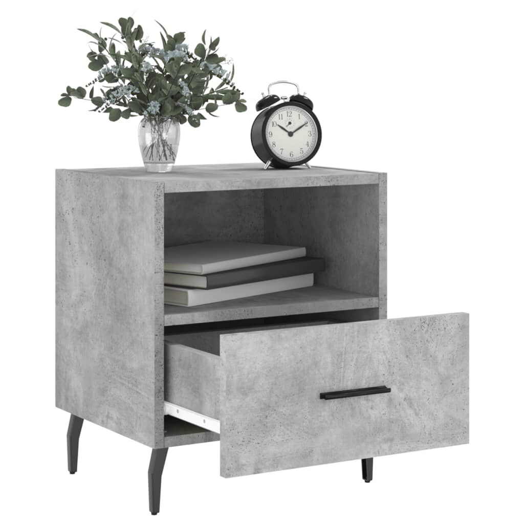 vidaXL Κομοδίνα 2 τεμ. Γκρι Σκυροδεμ. 40 x 35 x 47,5 εκ. Επεξεργ. Ξύλο