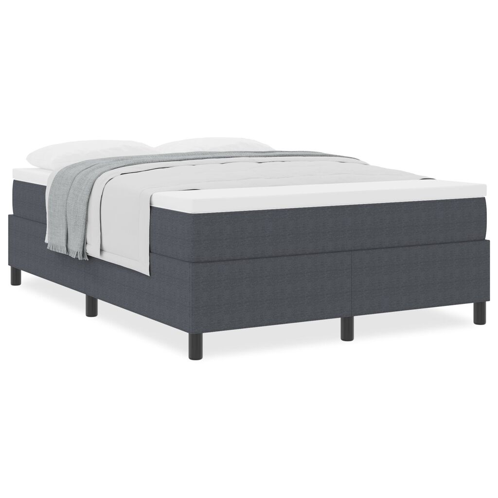 vidaXL Κρεβάτι Box Spring με Στρώμα Γκρι 160x200 εκ Κοτλέ Ύφασμα