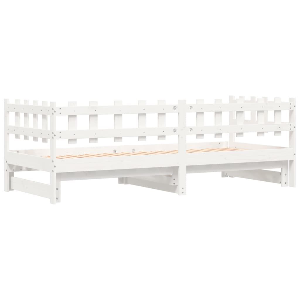 vidaXL Καναπές Κρεβάτι Συρόμενος Λευκός 2x(90x200) εκ. Μασίφ Πεύκο