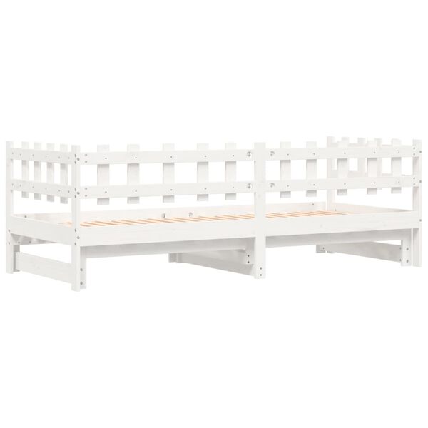 vidaXL Καναπές Κρεβάτι Συρόμενος Λευκός 2x(90x200) εκ. Μασίφ Πεύκο