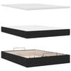 vidaXL Οθωμανικό κρεβάτι με στρώμα & LEDs Μαύρο 140x200 cm Ύφασμα