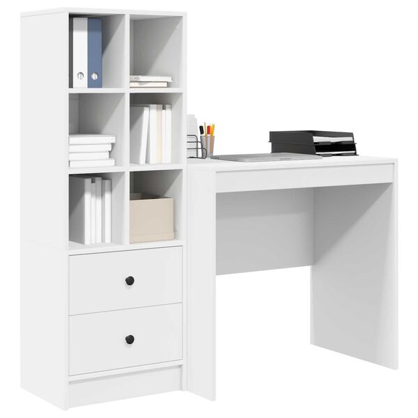 vidaXL Γραφείο με αποθηκευτικό χώρο 2 pcs Λευκό 80 x 50 x 76 εκ.