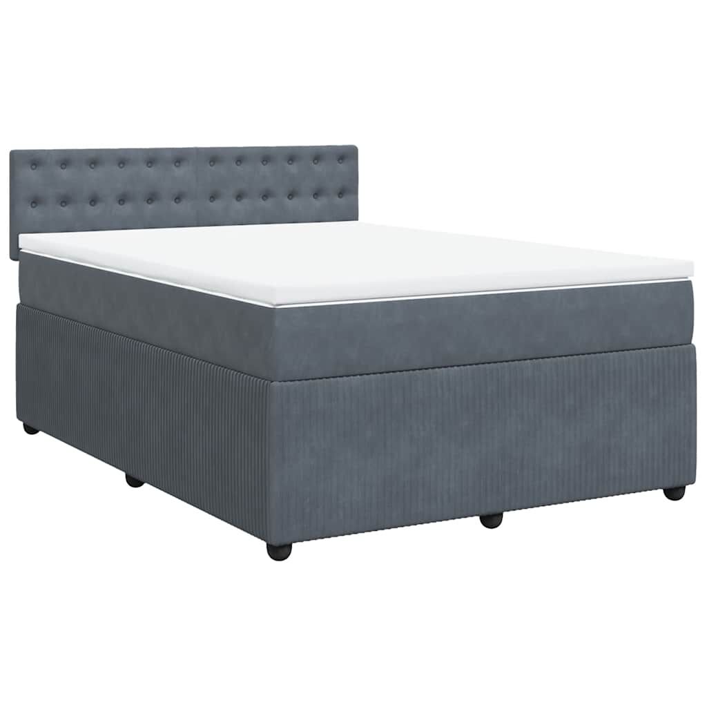 vidaXL Κρεβάτι Boxspring με Στρώμα Σκούρο Γκρι 140x200 εκ. Βελούδινο