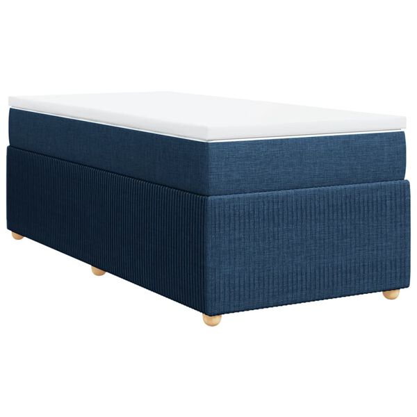 vidaXL Κρεβάτι Boxspring με Στρώμα Μπλε 100 x 200 εκ. Υφασμάτινο