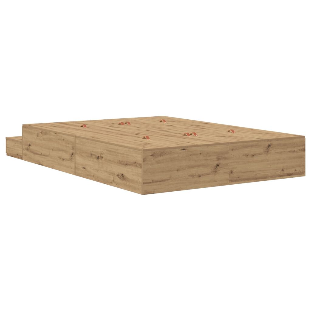 vidaXL Κρεβάτι αποθήκευσης Artisan Oak 140x190 εκ.