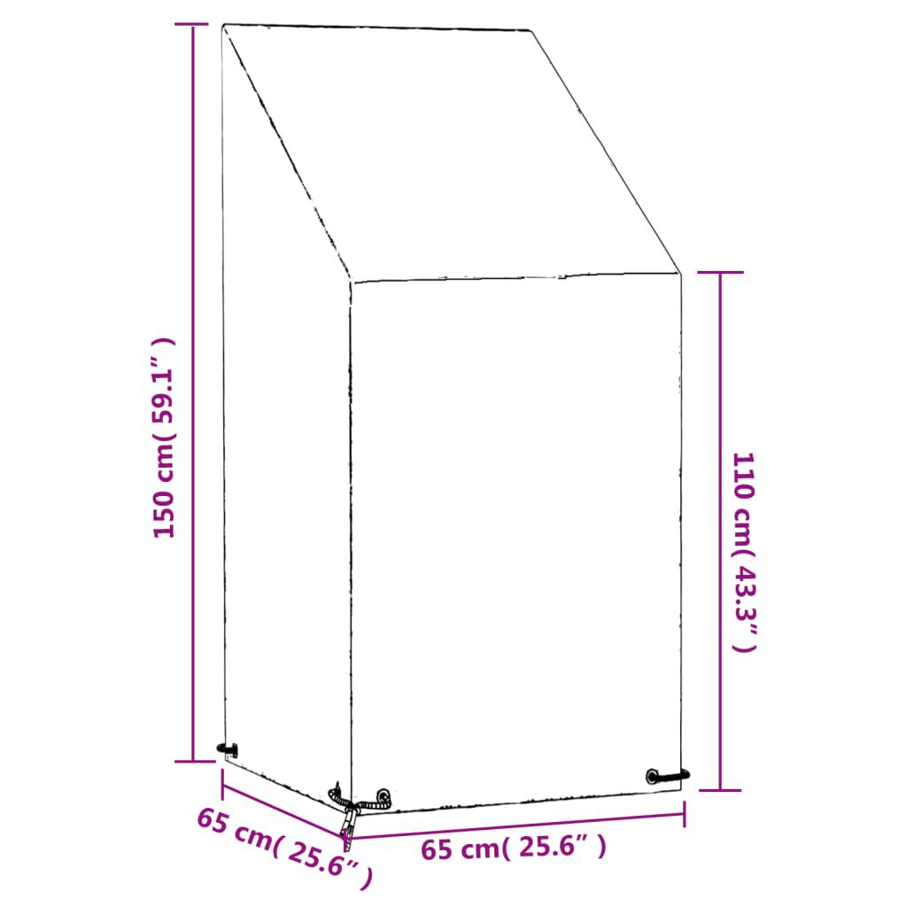 vidaXL Κάλυμμα Καρέκλας με 8 Κρίκους 65x65x110/150 εκ. Πολυαιθυλένιο