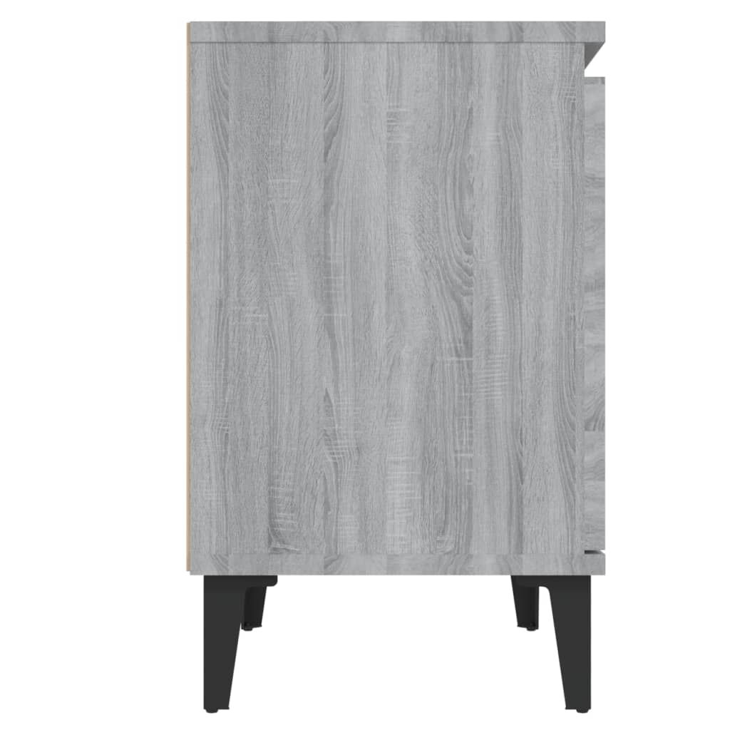 vidaXL Κομοδίνα Γκρι Sonoma 40 x 30 x 50 εκ. με Μεταλλικά Πόδια
