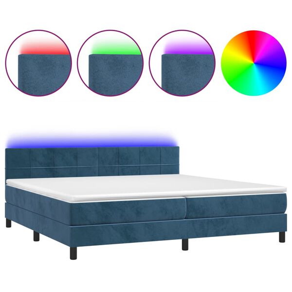 vidaXL &Kappa;&rho;&epsilon;&beta;ά&tau;&iota; Boxspring &mu;&epsilon; &Sigma;&tau;&rho;ώ&mu;&alpha; & LED &Sigma;&kappa;. &Mu;&pi;&lambda;&epsilon; 200x200&epsilon;&kappa;. &Beta;&epsilon;&lambda;&omicron;ύ&delta;&iota;&nu;&omicron;