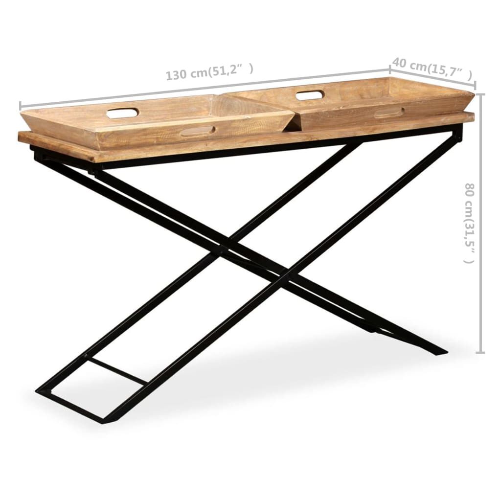 vidaXL Κονσόλα Τραπέζι 130 x 40 x 80 εκ. από Μασίφ Ξύλο Μάνγκο