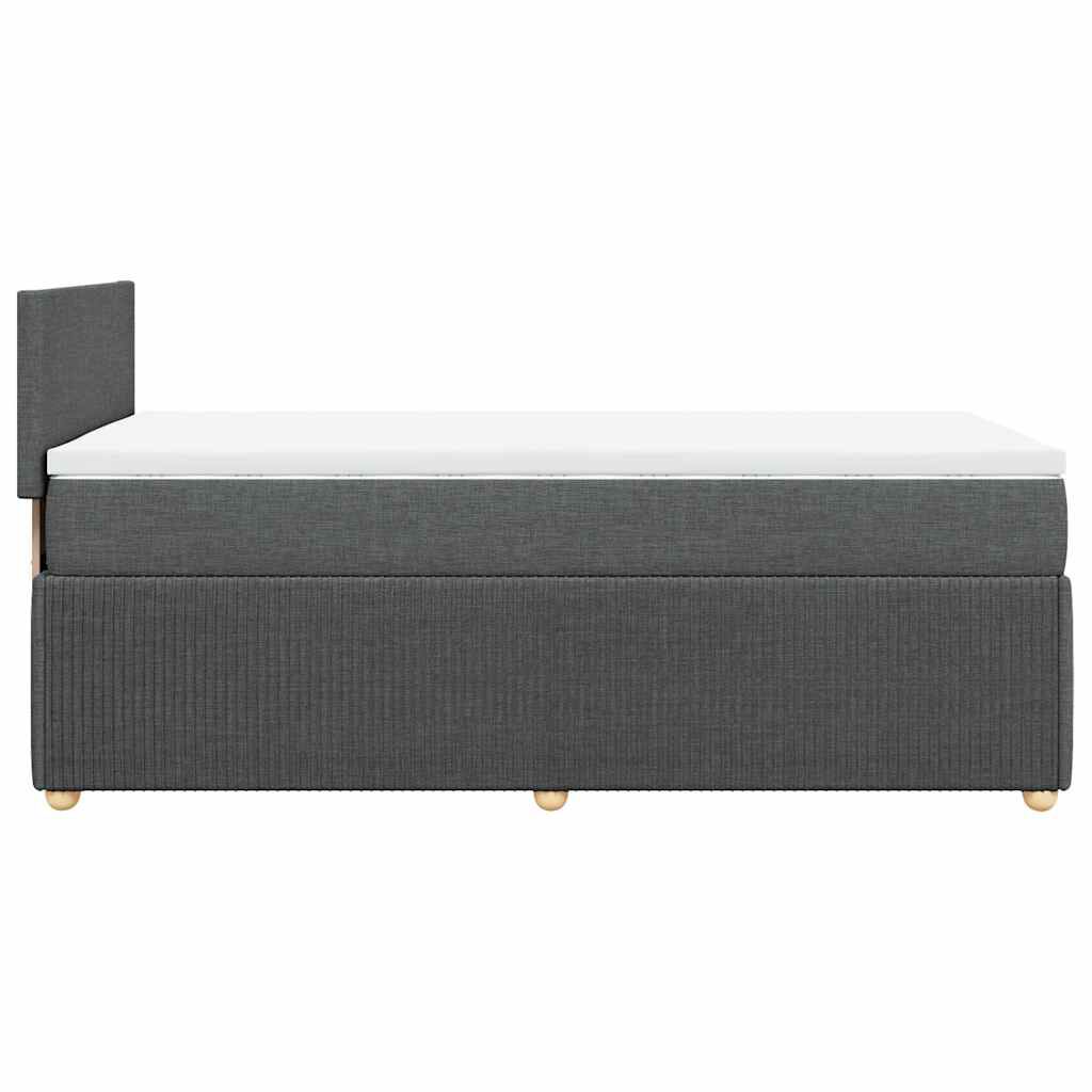 vidaXL Κρεβάτι Boxspring με Στρώμα Σκούρο Γκρι 100x200 εκ. Υφασμάτινο