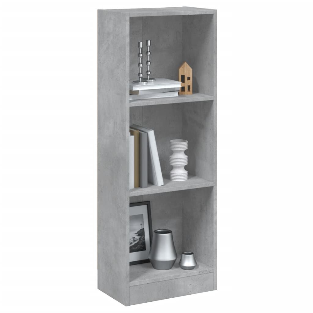 vidaXL Βιβλιοθήκη με 3 Ράφια Γκρι Σκυροδ. 40x24x109 εκ. Επεξεργ. Ξύλο