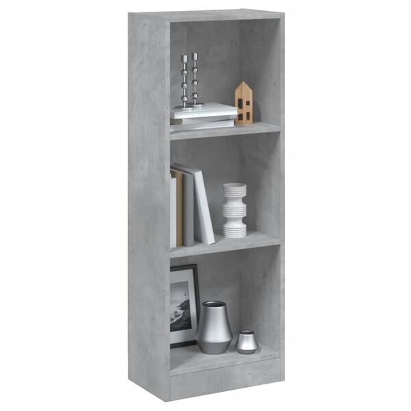 vidaXL Βιβλιοθήκη με 3 Ράφια Γκρι Σκυροδ. 40x24x109 εκ. Επεξεργ. Ξύλο
