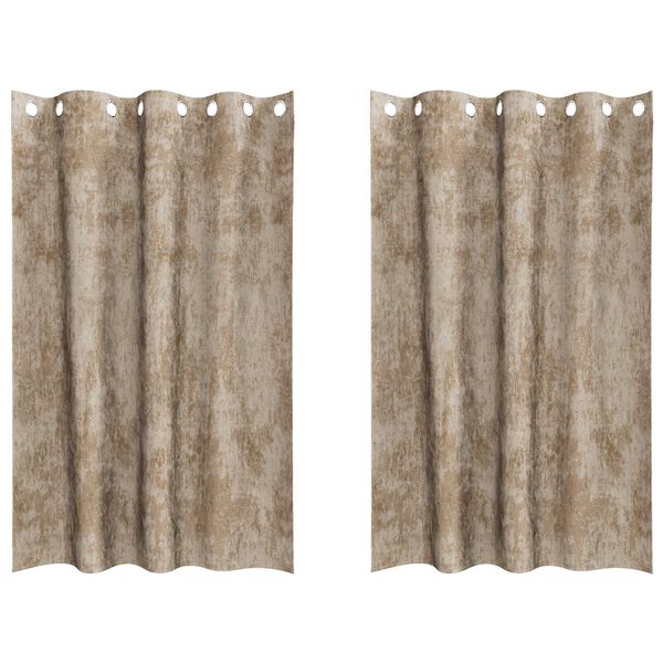 vidaXL Κουρτίνα με κουρτίνες 2 pcs Μπρονζέ 175 x 140 εκ. Βελούδο