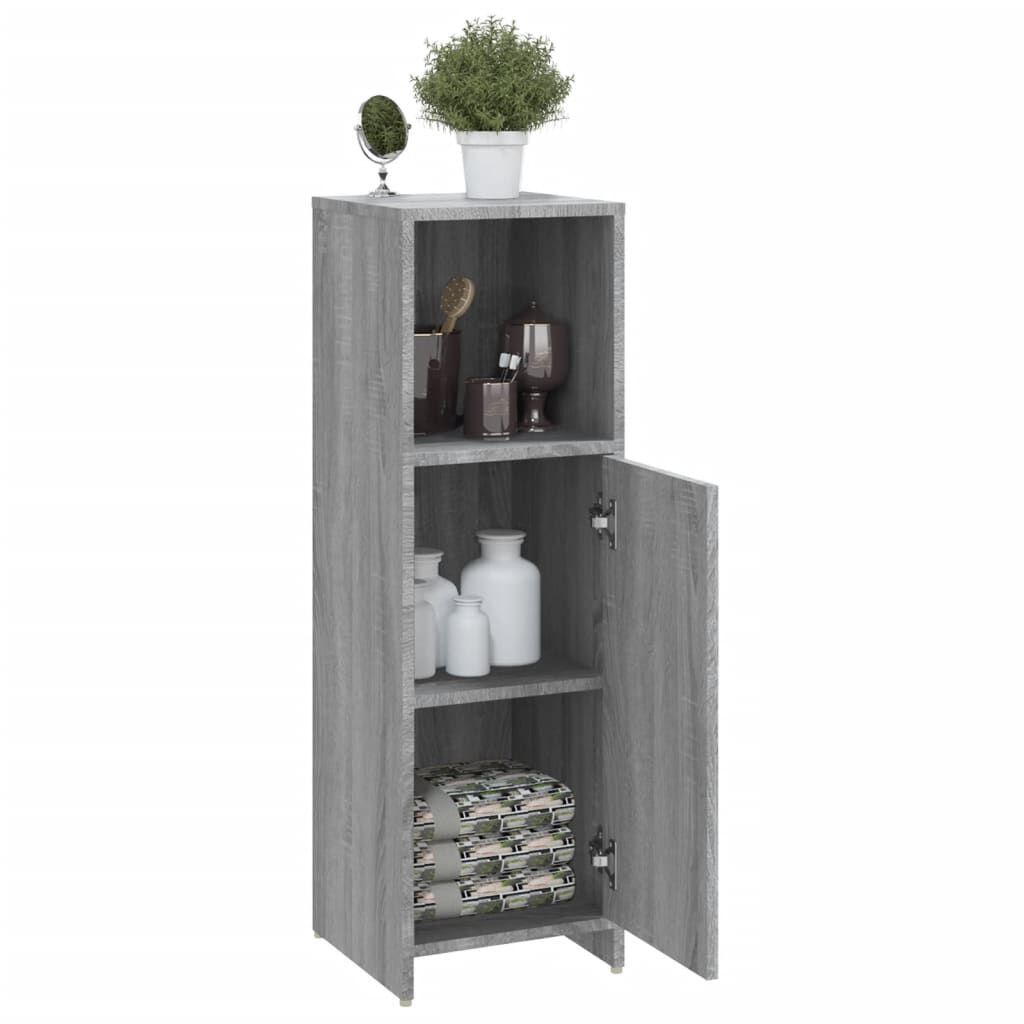 vidaXL Ντουλάπι Μπάνιου Γκρι Sonoma 30x30x95 εκ. Επεξεργασμένο Ξύλο